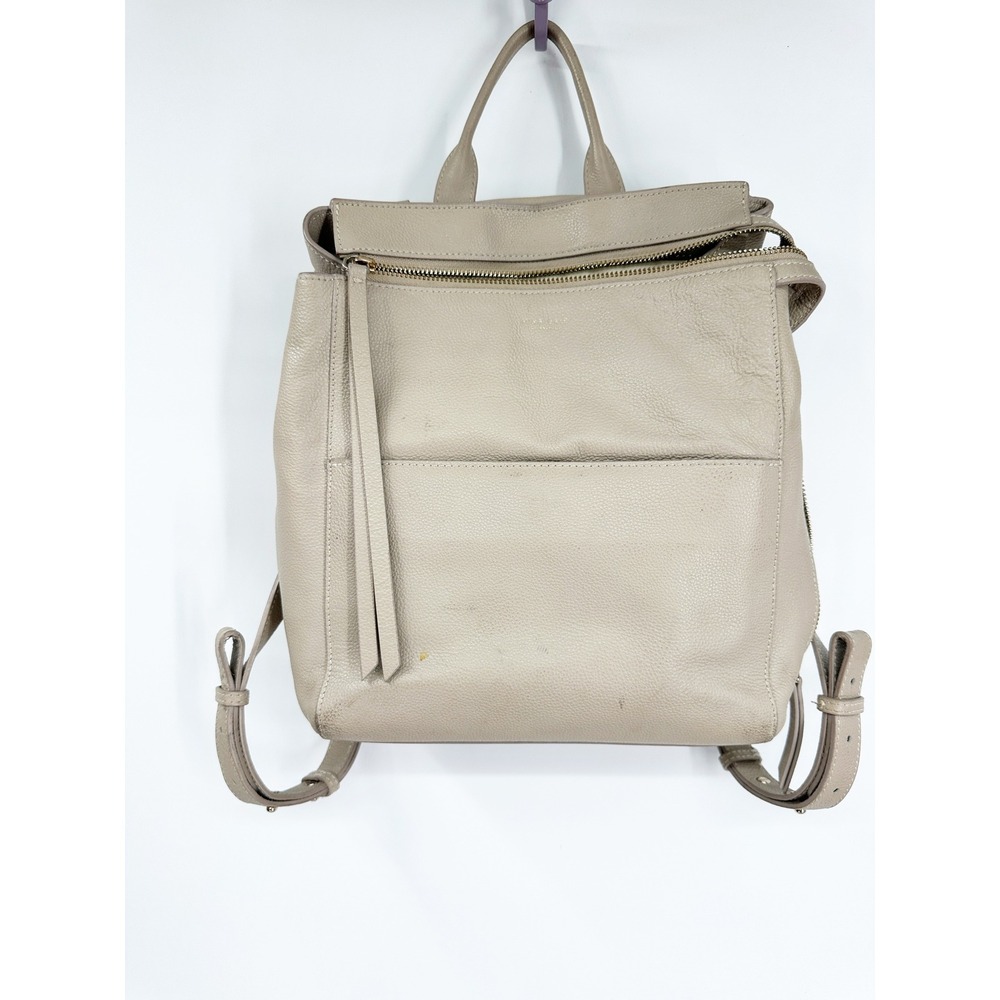 Mina Baie FLAW Diaper Bag Backpack Harper Tan Leather Minimalist‎ Mom Bag